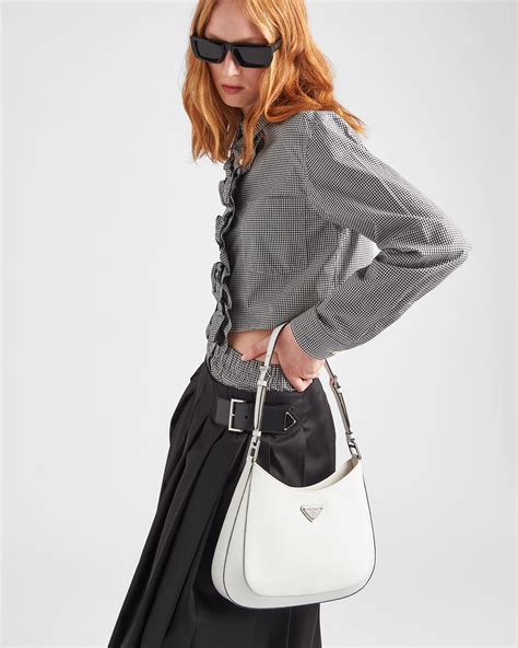 white cleo prada bag|brushed leather shoulder bag prada.